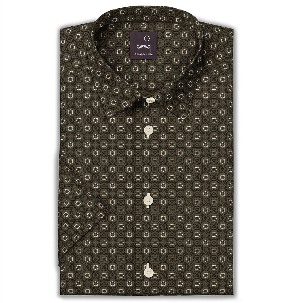 Airthreads Men's Shirt, Pure Cotton, Short Sleeve, Olive