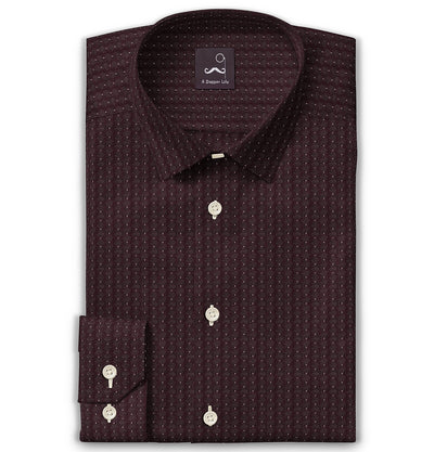 Airthreads Men's Shirt, Pure Cotton, Long Sleeve, Burgundy Maze, Tailored Fit Airthreads Men's Shirt, Pure Cotton, Long Sleeve, Burgundy Maze, Tailored Fit