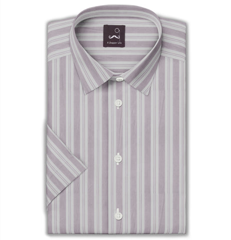 Pure Cotton - Short Sleeve - Dusty Mauve Stripe Print