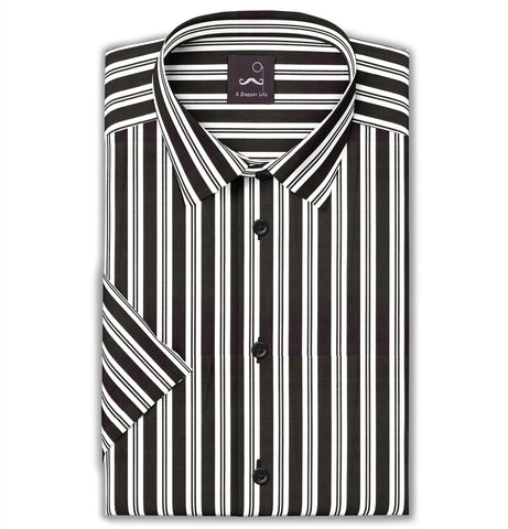 Pure Cotton - Short Sleeve - Black Stripe Print