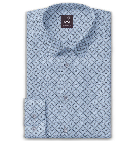 Pure Cotton - Long Sleeve - Light Blue Mosaic