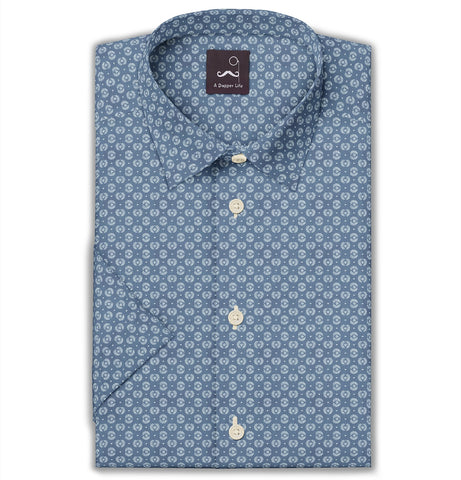 Pure Cotton - Short Sleeve- Blue Medallions
