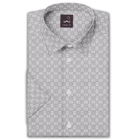 Pure Cotton - Short Sleeve- Gray Medallions