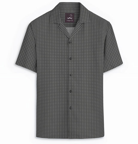 Pure Cotton - Camp Collar - Short Sleeve - Graphite Diamond Grid