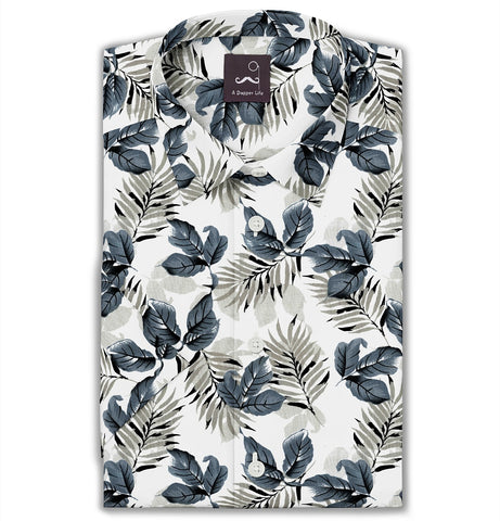 Pure Cotton - Semi-Spread Collar - Short Sleeve - Wilderness Fern