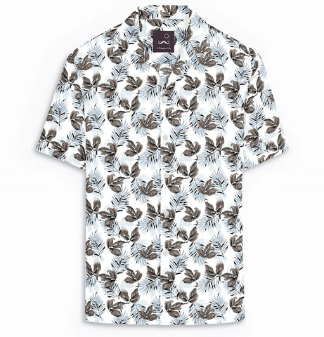 Pure Cotton - Camp Collar - Short Sleeve - Woodland Fern
