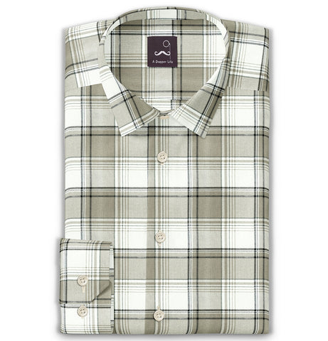 Pure Cotton - Semi-Spread Collar - Long Sleeve - Driftwood Check