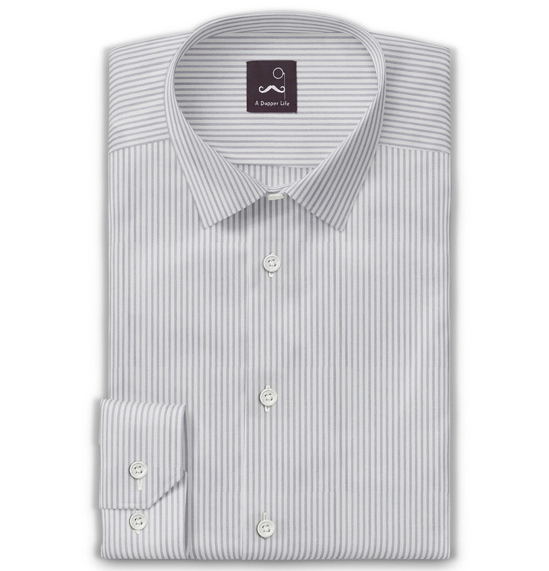 slim fit dress slacks Monica Shirt Pinstripe Grey in Grey main image 0