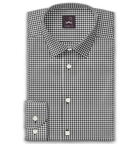 Pure Cotton - Long Sleeve - Black Gingham Check Print