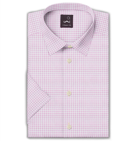 Pure Cotton - Short Sleeve - Pink Gingham Check Print