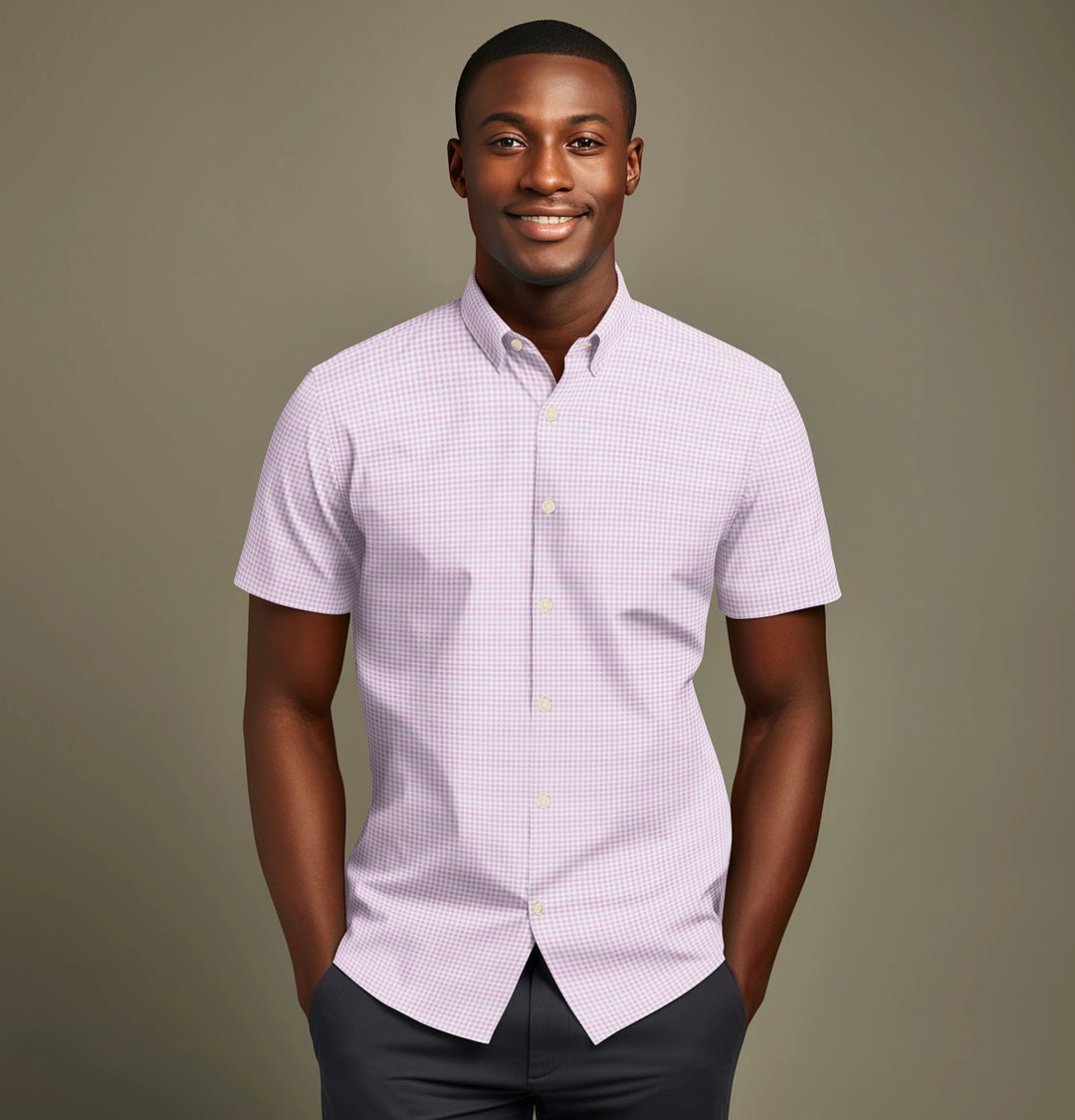 Airthreads Men's Shirt, Pure Cotton, Short Sleeve, Pink
