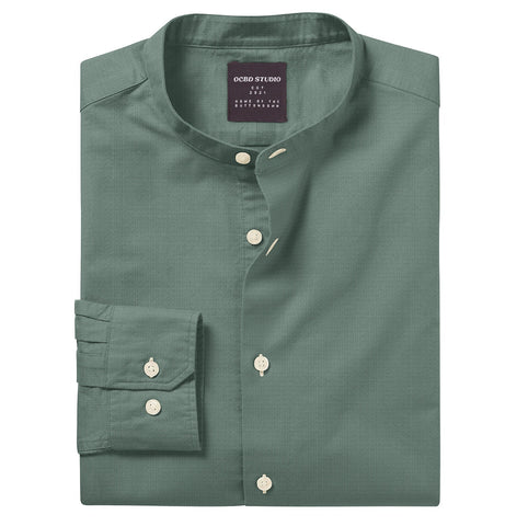 Oxford - Band Collar - Long Sleeve - Sea Green