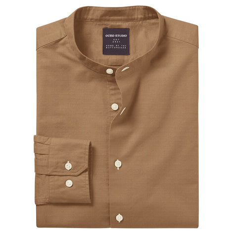 Oxford - Band Collar - Long Sleeve - Camel