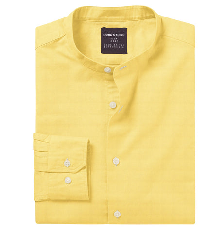 Oxford - Band Collar - Long Sleeve - Yellow