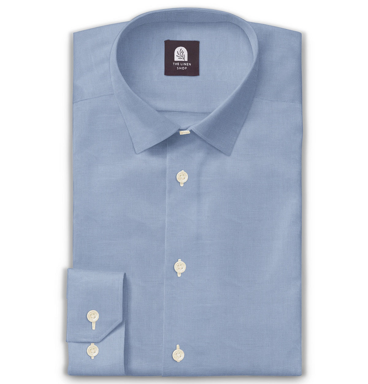 Airthreads Men s Shirt Cotton Linen Long Sleeve Dusty Blue Tailored Fit