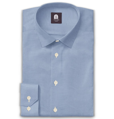 Cotton Linen Long Sleeve Shirt in Dusty Blue