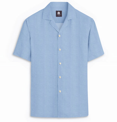 Cotton Linen - Camp Collar - Short Sleeve - Sky Blue
