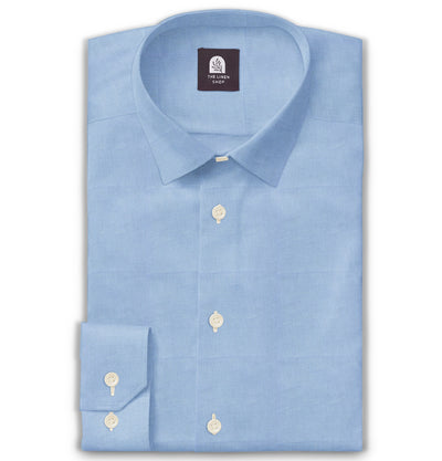 Cotton Linen Long Sleeve Shirt in Sky Blue
