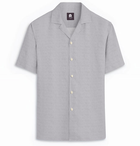 Cotton Linen - Camp Collar - Short Sleeve - Light Gray