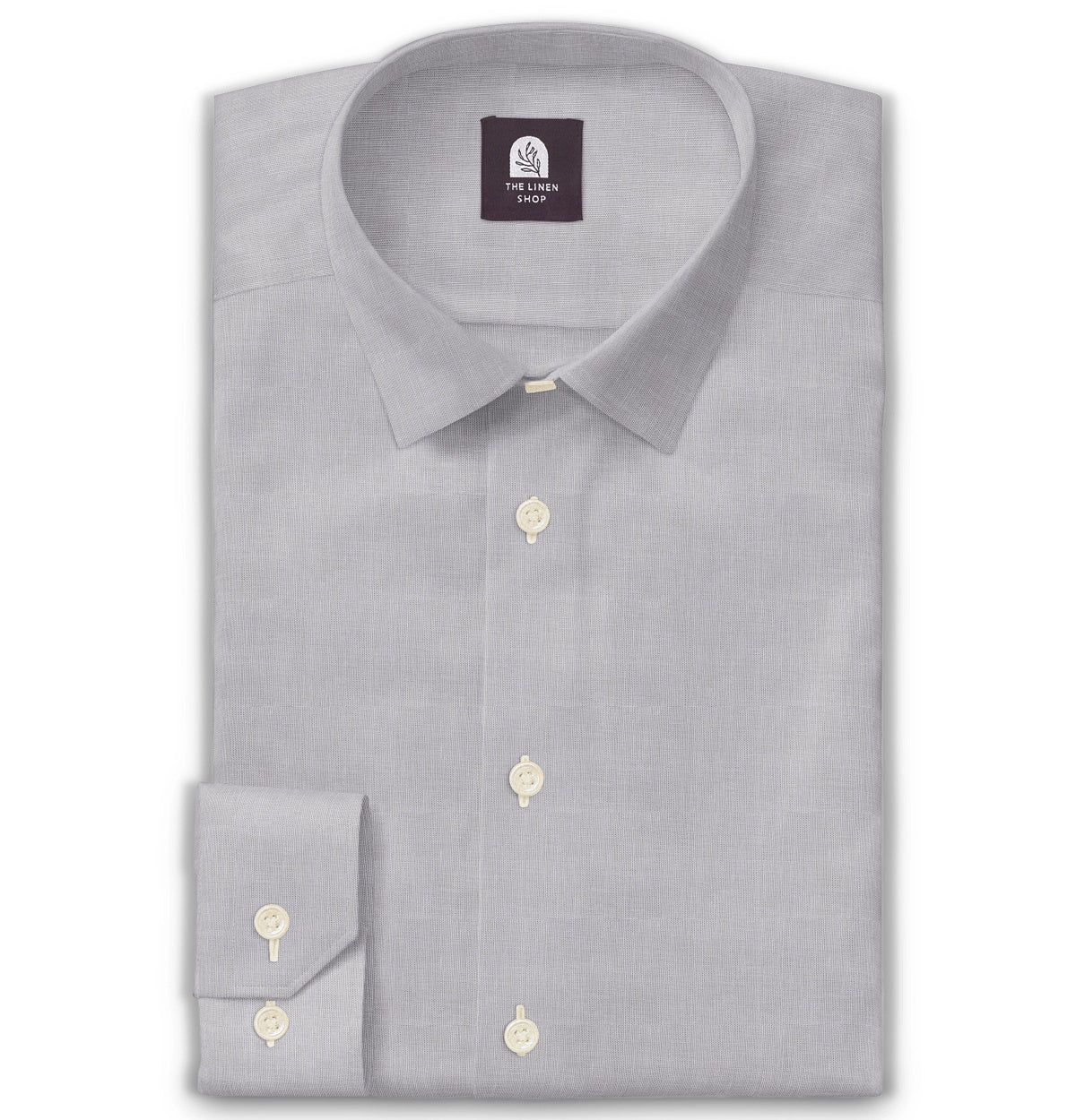 Airthreads Men's Shirt, Cotton Linen, Long Sleeve, Light Gray, Tailored Fit