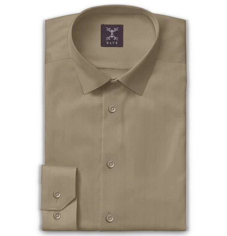 Wrinkle-Resistant - Semi-Spread Collar - Long Sleeve - Stone