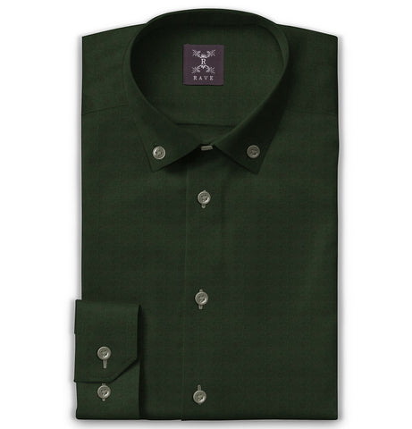 Wrinkle-Resistant - Button-Down Collar - Long Sleeve - Forest Green