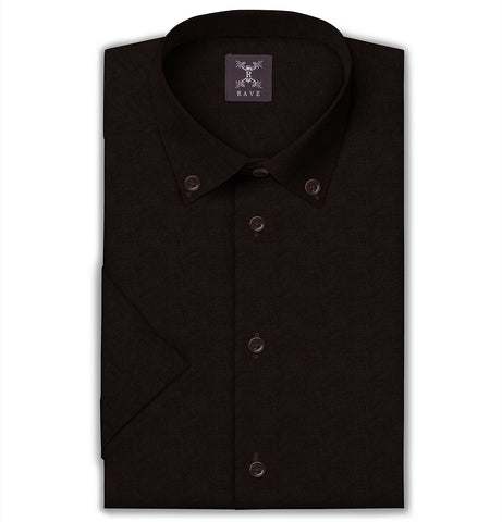 Wrinkle-Resistant - Button-Down Collar - Short Sleeve - Coffee