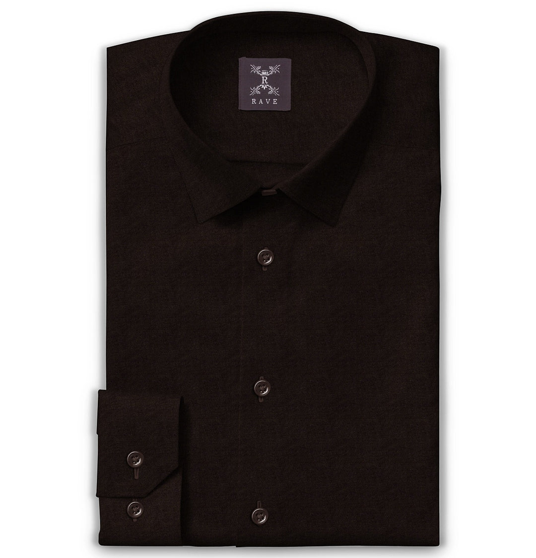 hooded black dress Airthreads Men's Shirt, Wrinkle-Resistant, Long Sleeve, Coffee, Tailored Fit