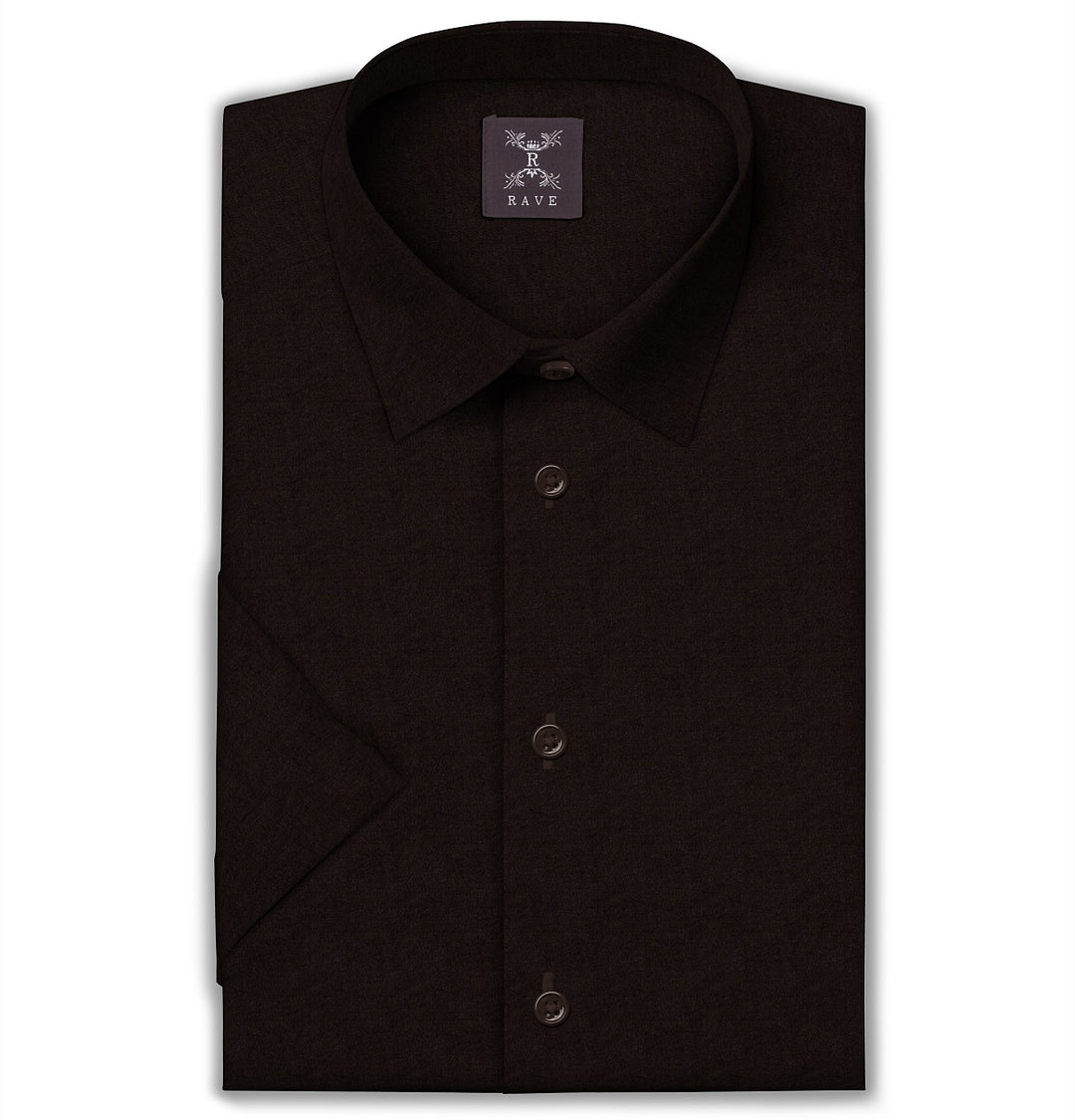 semi spread collar dress shirt Airthreads Men's Shirt, Wrinkle-Resistant, Short Sleeve, Coffee, Tailored  Fit