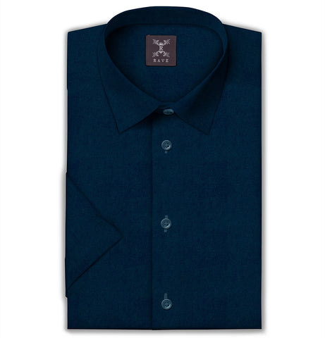 Wrinkle-Resistant - Semi-Spread Collar - Short Sleeve - Ocean Teal