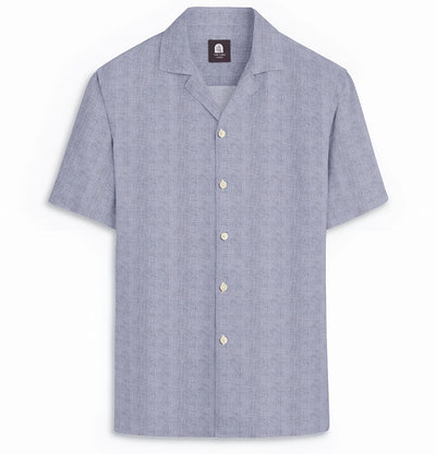 Pure Linen Camp Collar Short Sleeve Shirt in Lavender Mist