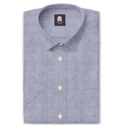 Pure Linen Short Sleeve Shirt in Lavender Mist