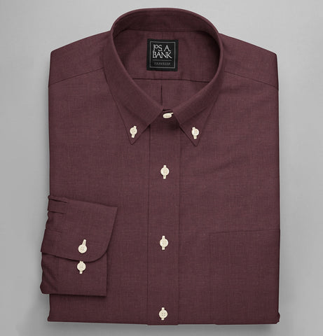 Pure Linen - Button-Down Collar - Long Sleeve - Maroon