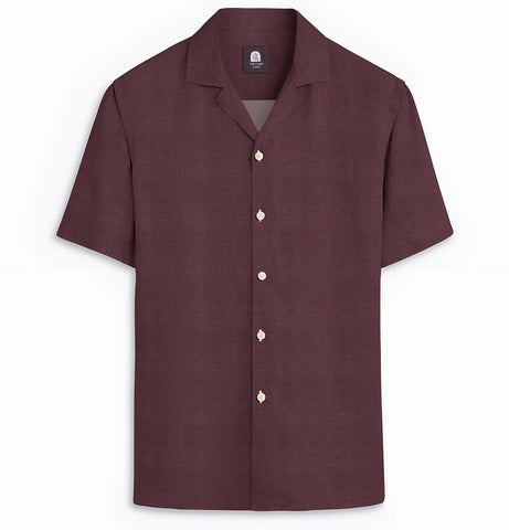Pure Linen - Camp Collar - Short Sleeve - Maroon