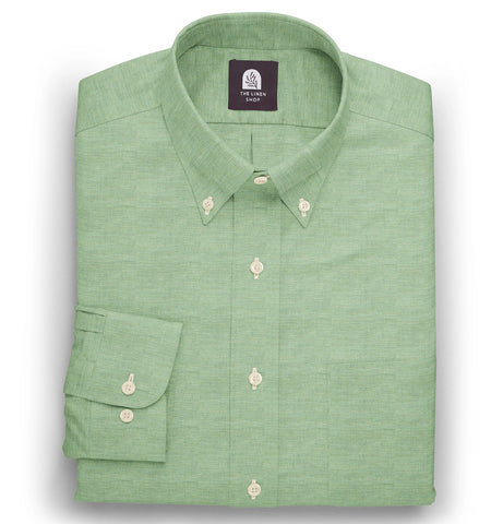 Pure Linen - Button-Down Collar - Long Sleeve - Sea Green