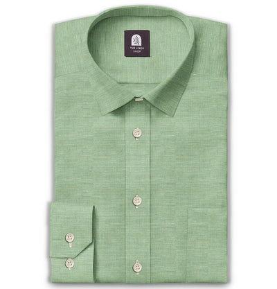 Airthreads Men's Shirt, Pure Linen, Long Sleeve, Sea Green, Tailored Fit