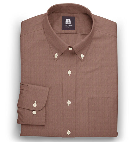 Pure Linen - Button-Down Collar - Long Sleeve - Tawny Brown