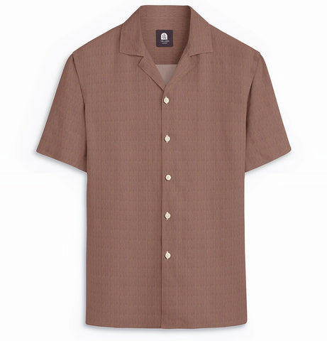 Pure Linen - Camp Collar - Short Sleeve - Tawny Brown