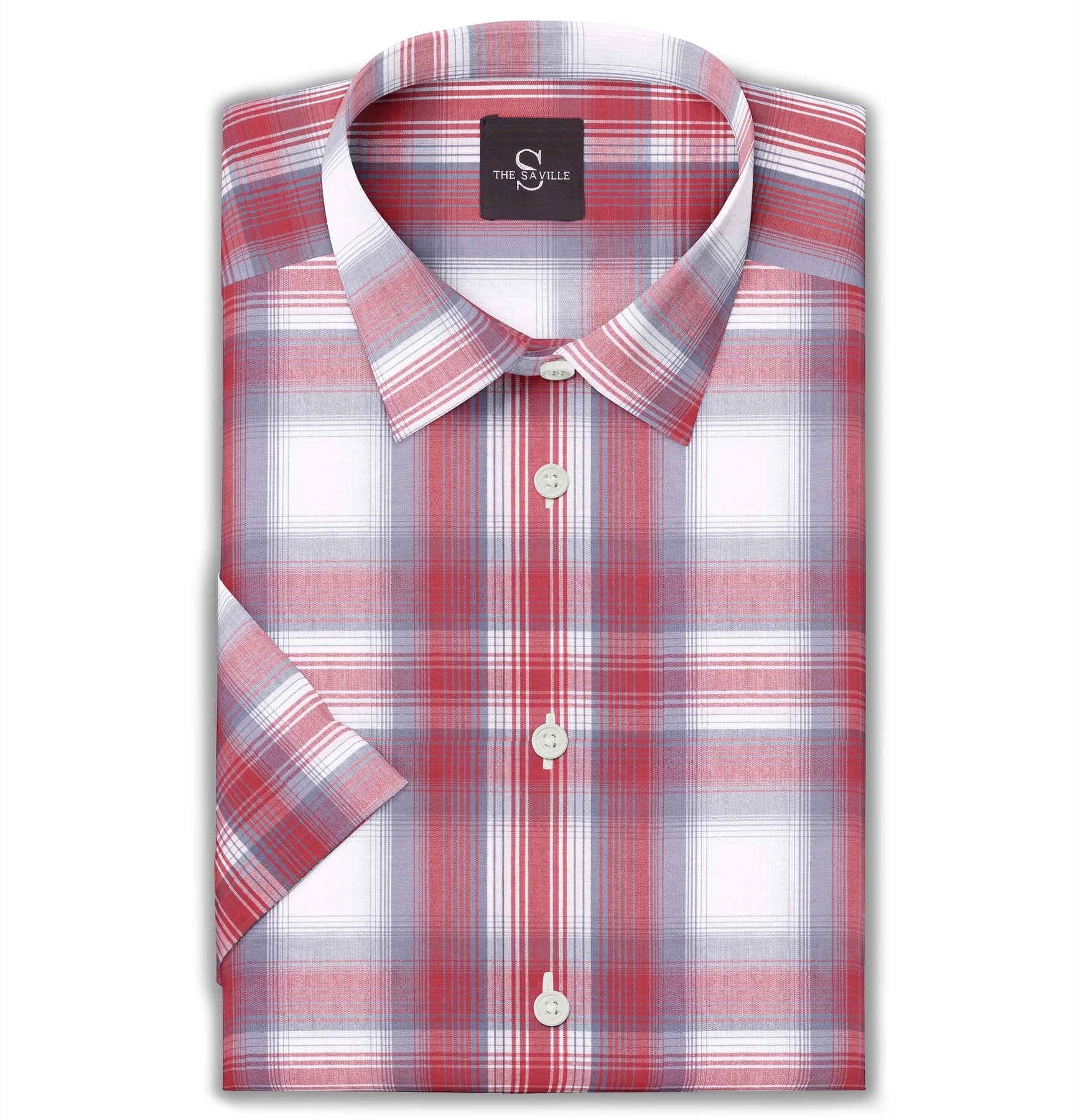 Airthreads Men's Shirt, Short Sleeve, Wrinkle-resistant, Red & Gray ...