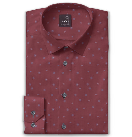 Pure Cotton - Long Sleeve - Maroon Print