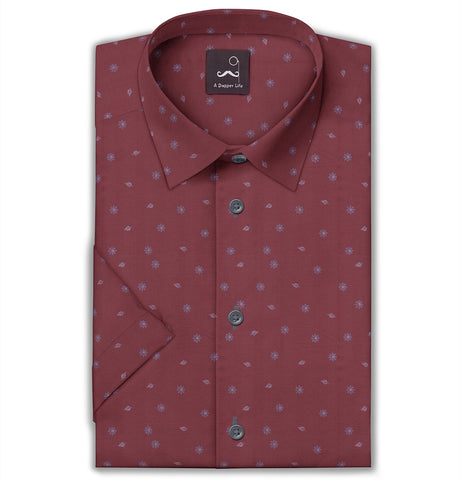 Pure Cotton - Short Sleeve - Maroon Print