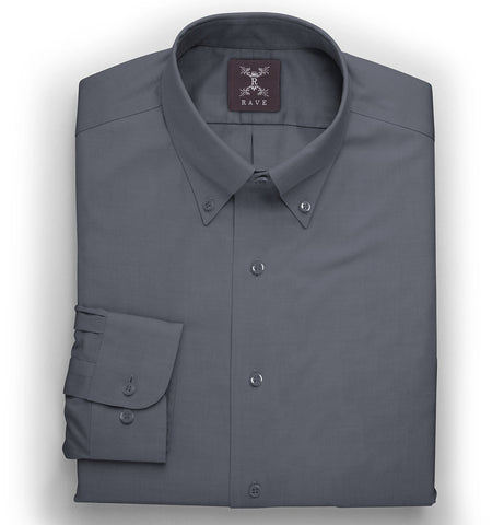 Wrinkle-resistant - Button-Down - Cotton-Lycra Shirt - Long Sleeve - Gray