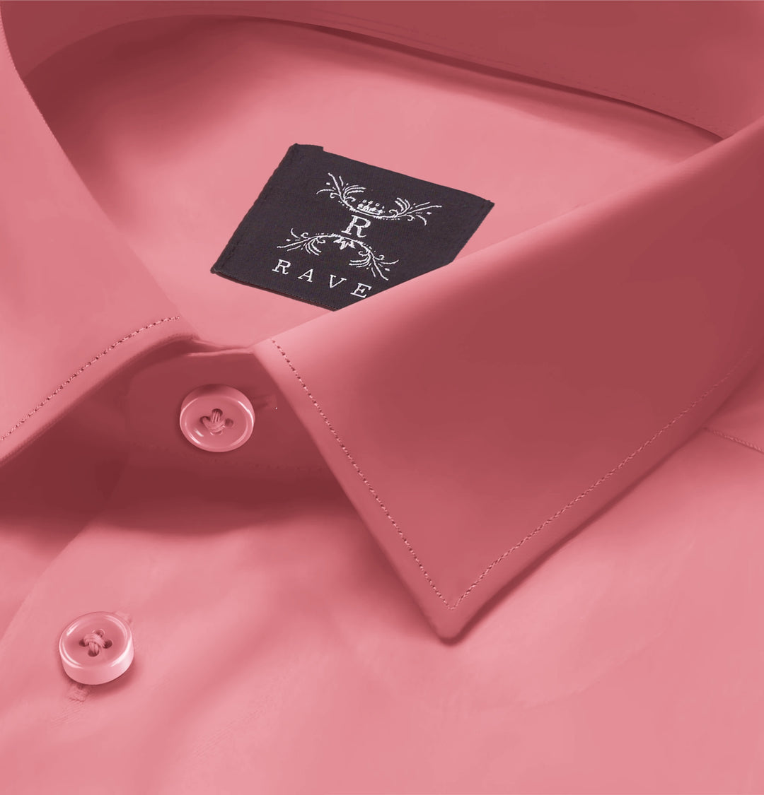 mens coral colored dress shirts Airthreads Men's Shirt, Long Sleeve, Wrinkle-resistant Cotton Lycra, Coral, Tailored Fit, Coral / S / 5.8-5.11
