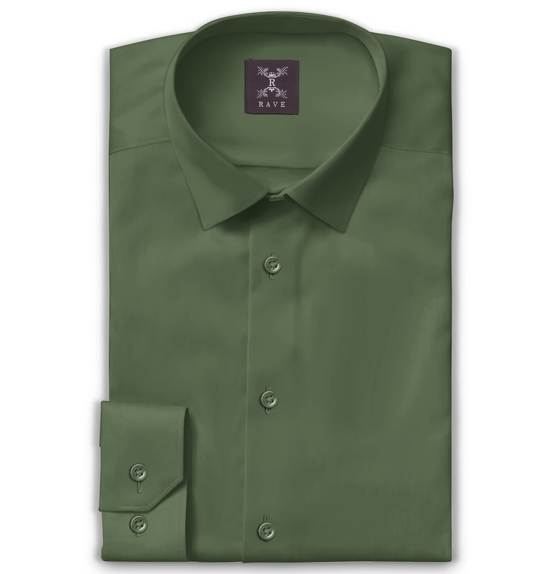 Airthreads Men's Shirt, Long Sleeve, Wrinkle-resistant Cotton Lycra, Olive Green, Tailored Fit Airthreads Men's Shirt, Long Sleeve, Wrinkle-resistant Cotton Lycra, Olive Green, Tailored Fit