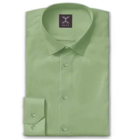 Wrinkle-resistant Cotton-Lycra Shirt - Leaf Green - Long Sleeve