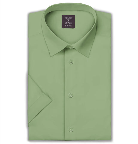 Wrinkle-resistant Cotton-Lycra Shirt - Leaf Green - Short Sleeve