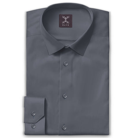 Wrinkle-resistant Cotton-Lycra Shirt - Gray - Long Sleeve
