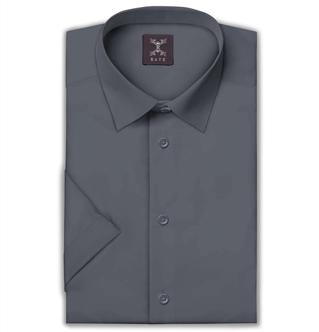 Wrinkle-resistant Cotton-Lycra Shirt - Gray - Short Sleeve