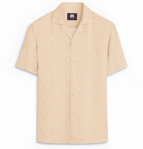 Camp Collar Linen Shirt in Peach
