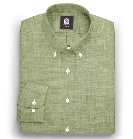 Pure Linen Button-Down - Long Sleeve - Olive Green